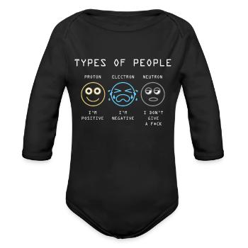 Electron Neutron Physicist Physics Lover Science - Organic Long Sleeve Baby Bodysuit - black - Front