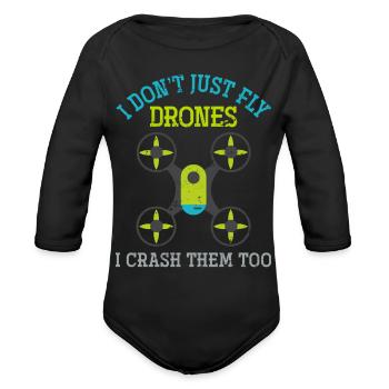 Drones Funny Drone - Organic Long Sleeve Baby Bodysuit - black - Front
