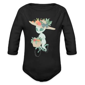 Artsy. Alien - Organic Long Sleeve Baby Bodysuit - black - Front