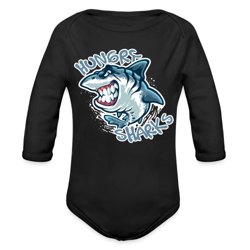 Hungry Sharks - Organic Long Sleeve Baby Bodysuit
