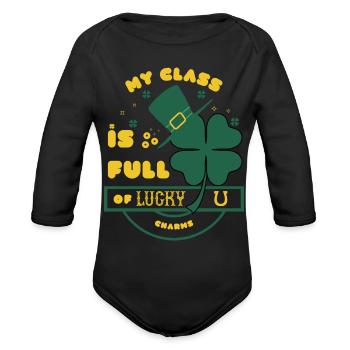 My Class Is Full Of Lucky Charms - Organic Long Sleeve Baby Bodysuit - black - Front