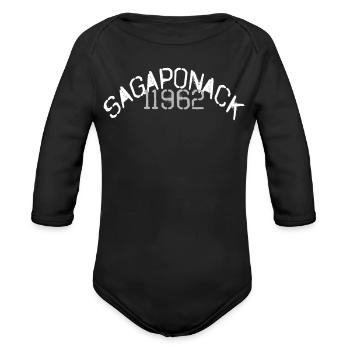Sagaponack 11962 The Hamptons Eastern Long Island  - Organic Long Sleeve Baby Bodysuit - black - Front