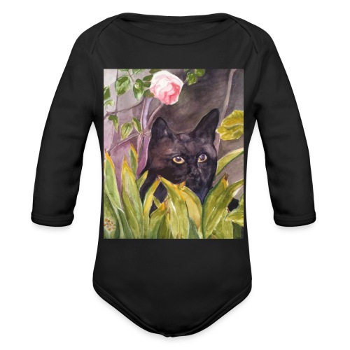 Black cat - Organic Long Sleeve Baby Bodysuit