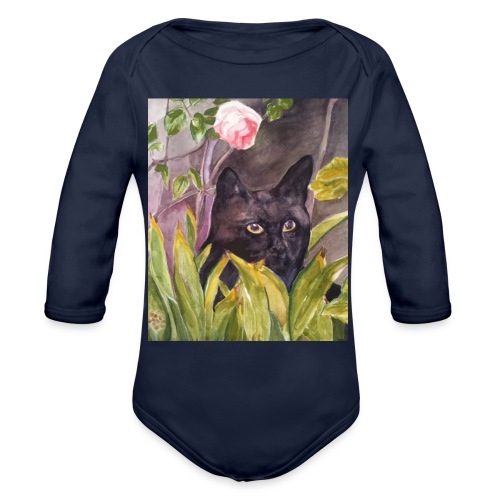 Black cat - Organic Long Sleeve Baby Bodysuit