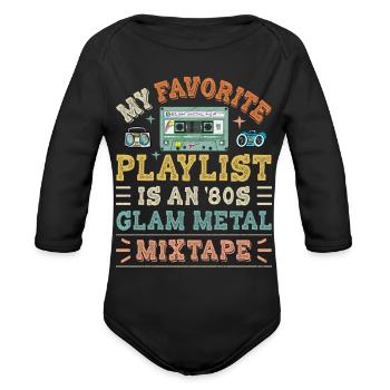 Old School Music - Organic Long Sleeve Baby Bodysuit - black - Front