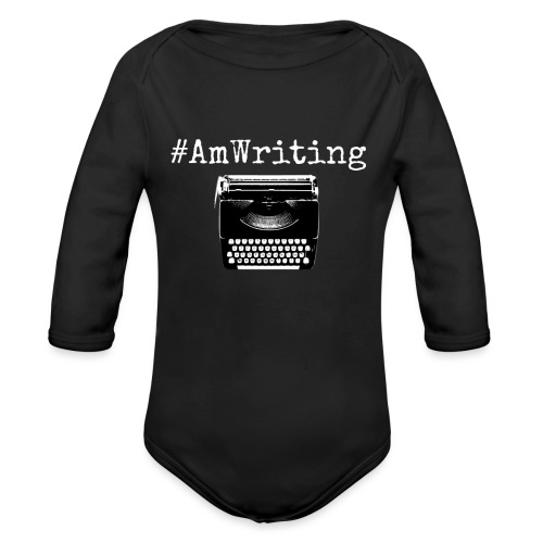 AmWriting With Typewriter Gift For Writers - Organic Long Sleeve Baby Bodysuit