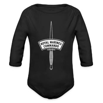 British Royal Marines Commando Dagger - Organic Long Sleeve Baby Bodysuit - black - Front