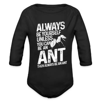 Ant insect gift - Organic Long Sleeve Baby Bodysuit - black - Front