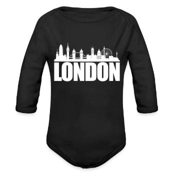 London - Organic Long Sleeve Baby Bodysuit - black - Front