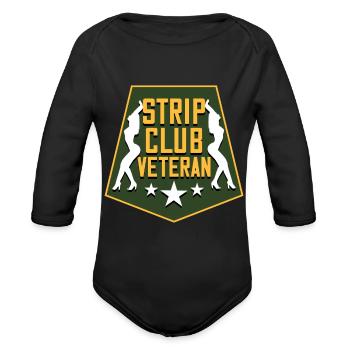 Strip Club Veteran Funny Patriotic - Organic Long Sleeve Baby Bodysuit - black - Front