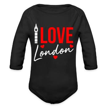 London - Organic Long Sleeve Baby Bodysuit - black - Front