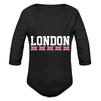 London - Organic Long Sleeve Baby Bodysuit - black - Front