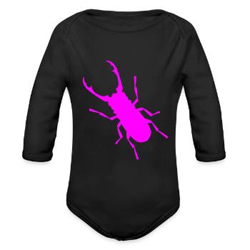 Stag beetle antlers insect insects - Organic Long Sleeve Baby Bodysuit - black - Front