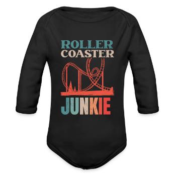 Roller Coaster Roller Coaster Junkie - Organic Long Sleeve Baby Bodysuit - black - Front