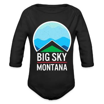 Big Sky Montana Shirt, Big Sky Montana Ski Resort - Organic Long Sleeve Baby Bodysuit - black - Front