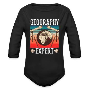 Expert en géographie Étudiant Géographe Géographique - Cache-couche à manches longues bio - noir - Devant
