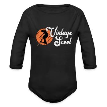Scooter Driver Vintage Scoot Escooter Stunt Retro - Organic Long Sleeve Baby Bodysuit - black - Front