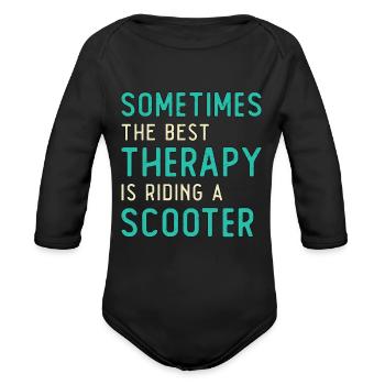 Scooter Driver Best Therapy Stunt Retro Vintage - Organic Long Sleeve Baby Bodysuit - black - Front