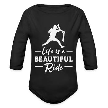 Scooter Driver Life Is A Beautiful Ride Vintage - Organic Long Sleeve Baby Bodysuit - black - Front
