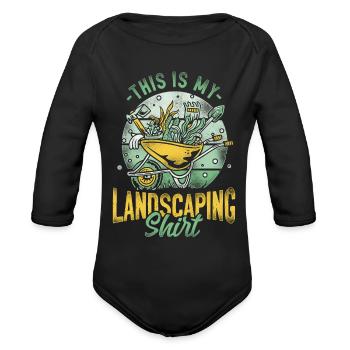 Landscaper Landscaping Landscape - Organic Long Sleeve Baby Bodysuit - black - Front