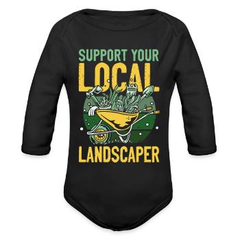Landscaper Landscaping Landscape - Organic Long Sleeve Baby Bodysuit - black - Front