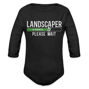 Landscaper Landscaping Landscape - Organic Long Sleeve Baby Bodysuit - black - Front