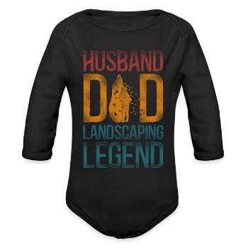 Landscaper Landscaping Landscape - Organic Long Sleeve Baby Bodysuit - black - Front