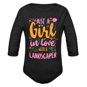 Landscaper Landscaping Landscape - Organic Long Sleeve Baby Bodysuit - black - Front