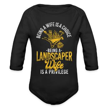 Landscaper Landscaping Landscape - Organic Long Sleeve Baby Bodysuit - black - Front