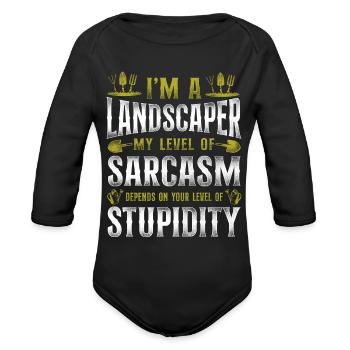 Landscaper Landscaping Landscape - Organic Long Sleeve Baby Bodysuit - black - Front