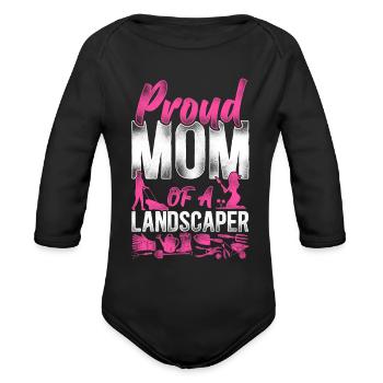 Landscaper Landscaping Landscape - Organic Long Sleeve Baby Bodysuit - black - Front