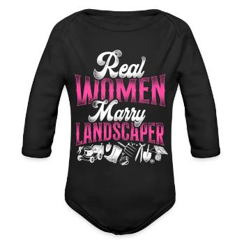 Landscaper Landscaping Landscape - Organic Long Sleeve Baby Bodysuit - black - Front