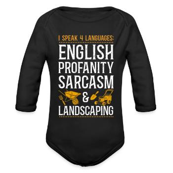 Landscaper Landscaping Landscape - Organic Long Sleeve Baby Bodysuit - black - Front