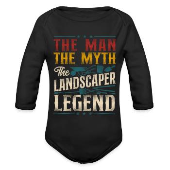 Landscaper Landscaping Landscape - Organic Long Sleeve Baby Bodysuit - black - Front