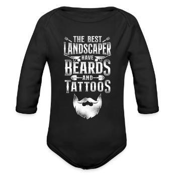 Landscaper Landscaping Landscape - Organic Long Sleeve Baby Bodysuit - black - Front