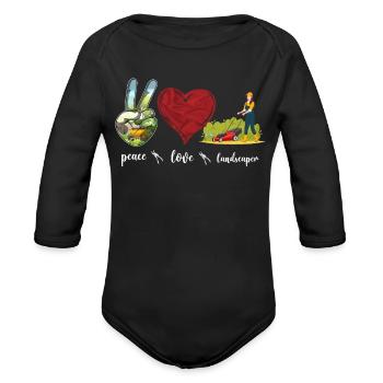 Landscaper Landscaping Landscape - Organic Long Sleeve Baby Bodysuit - black - Front