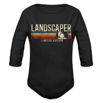 Landscaper Landscaping Landscape - Organic Long Sleeve Baby Bodysuit - black - Front