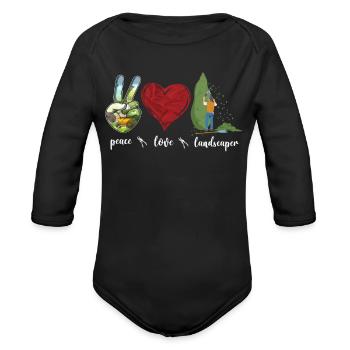 Landscaper Landscaping Landscape - Organic Long Sleeve Baby Bodysuit - black - Front