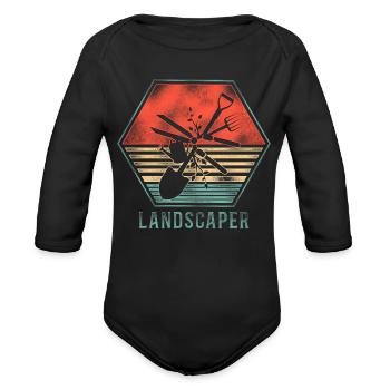 Landscaper Landscaping Landscape - Organic Long Sleeve Baby Bodysuit - black - Front