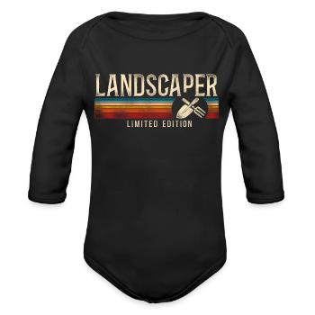Landscaper Landscaping Landscape - Organic Long Sleeve Baby Bodysuit - black - Front