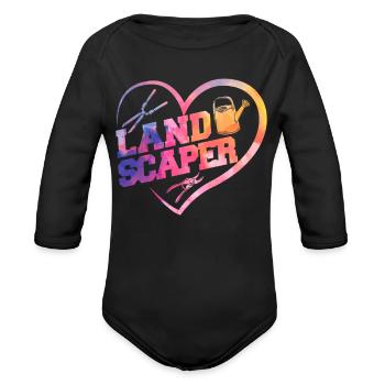 Landscaper Landscaping Landscape - Organic Long Sleeve Baby Bodysuit - black - Front