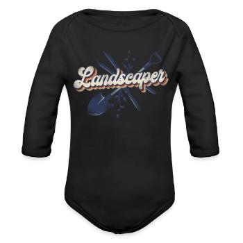 Landscaper Landscaping Landscape - Organic Long Sleeve Baby Bodysuit - black - Front