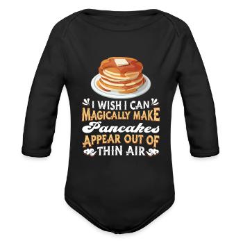 Pancakes - Organic Long Sleeve Baby Bodysuit - black - Front