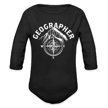 Géographe Géographie Étudiant Professeur de géographie - Cache-couche à manches longues bio - noir - Devant