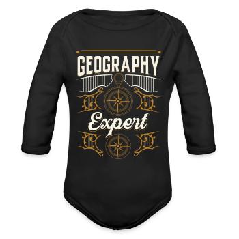 Expert en géographie Géographe géographique Étudiant - Cache-couche à manches longues bio - noir - Devant