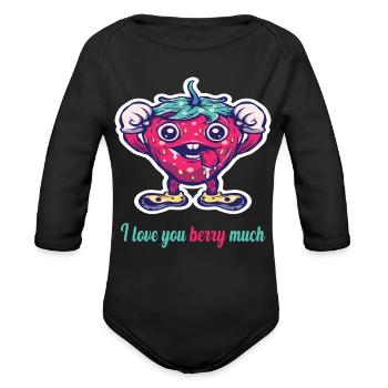 I love you berry much - Organic Long Sleeve Baby Bodysuit - black - Front