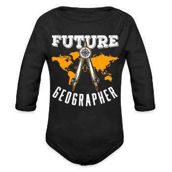 Futur géographe Étudiant en géographie géographique - Cache-couche à manches longues bio - noir - Devant