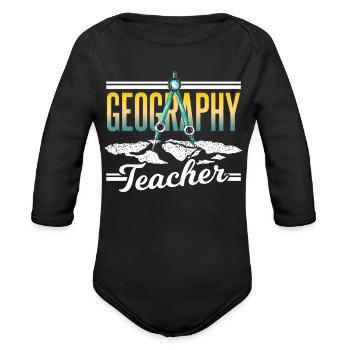 Professeur de géographie Étudiant géographique Géographe - Cache-couche à manches longues bio - noir - Devant