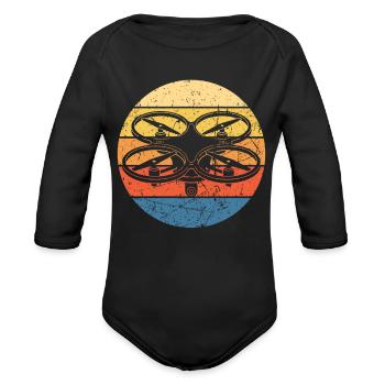 Drone Drone Pilot Drone Operator Quadrocopter - Organic Long Sleeve Baby Bodysuit - black - Front