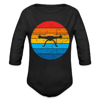 Drone Drone Pilot Drone Operator Quadrocopter - Organic Long Sleeve Baby Bodysuit - black - Front